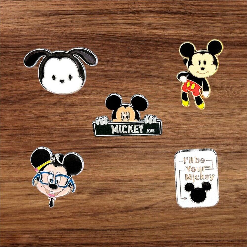 5 Mickey Mouse Disney Parks Trading Pins, Plus 2 Bonus Pins